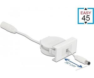 Delock Easy 45 modulo cavo roll-out di alimentazione DC 5,5 x 2,1 mm jack / spina bianco NEW