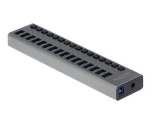Delock Externer SuperSpeed USB Hub mit+ Schalter Grau 63739