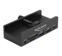 Delock Externer USB 5 Gbps 3 Port Hub 2 x USB Typ-A, 1 x USB Type-C? und 2 Slot Card Reader mit Feststellschraube (64285)
