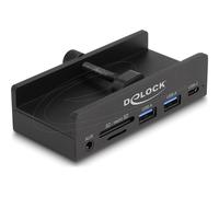 Delock Externer USB 5 Gbps 3 Port Hub 2 x USB Typ-A, 1 x USB Type-C? und 2 Slot Card Reader mit Feststellschraube (64285)