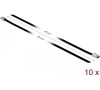 Delock Fascette per Cavi in Acciaio Inox, Lunghezza 400 x Larghezza 4,6 mm, 10 Pezzi, Colore: Nero