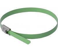 DeLock - Fascette stringicavo in Acciaio Inox, Lunghezza 400 x Larghezza 4,6 mm, 10 Pezzi, Colore: Verde