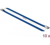 DeLock - Fascette stringicavo in Acciaio Inox, Lunghezza 200 x Larghezza 7,9 mm, 10 Pezzi, Colore: Blu