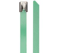 DeLock - Fascette stringicavo in Acciaio Inox, Lunghezza 200 x Larghezza 7,9 mm, 10 Pezzi, Colore: Verde