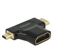 DeLOCK HDMI-A/HDMI Mini-C+ Micro-D, F/M+M Mini-HDMI + Micro-HDMI Nero (Delock Adapter High Speed HDMI with Et) - Nouvo