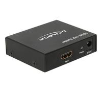 DeLock Splitter HDMI 87701 – 1 ingresso 2 uscite HDMI, Alta velocità, HDCP 1.3, nero metallo, 1 m