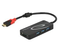 DELOCK 62900 - External USB 3.0 Hub, USB C > 3x USB A + 2 Slot SD, black