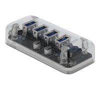DeLOCK - Hub Esterno USB 3.0 con 4 Porte, Trasparente