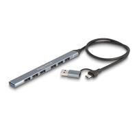 DeLock Hub USB Slim 64273 – 7 porte Type-C o Type-A USB 3.2 Gen 1 5000 Mbit/s Desktop Grigio