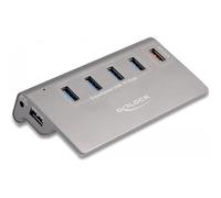 DELOCK 64182 - Hub USB 3.1 a 5 porte, 4x A, porta di ricarica rapida, alimentat