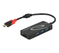 DELOCK 62900 - External USB 3.0 Hub, USB C > 3x USB A + 2 Slot SD, black
