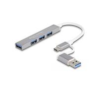Delock Slim USB Hub con Type-C oder Typ-A zu 3 x 2.0 Buchse+ 1 64214