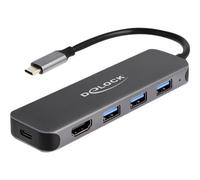 Delock Hub USB a 3 porte e uscita HDMI 4K con connessione USB Type-C e 64171