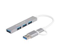 DeLOCK 64214 hub di interfaccia USB 3.2 Gen 1 (3.1 Gen 1) Type-A + Type-C 5000 Mbit/s Argento