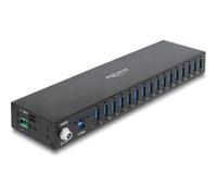 Delock IndustriE-Hub 16 X Usb 5 Gbps TypE-A Mit 8 Kv EsD-Schutz Und Hutschienenbefestigung