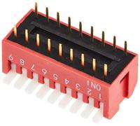 Delock - Interruttore a levetta DIP Piano a 9 cifre 2,54 mm THT, 2 pezzi, rosso