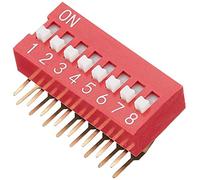DeLock - Interruttore Dip a 8 cifre, 2,54 mm, THT, angolato, Rosso, 10 Pezzi