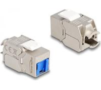 Delock Jack RJ45 del modulo Keystone a LSA Cat.6A senza attrezzi con cappuccio di protezione dalla polvere blu NEW