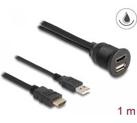 Delock Kabel HDMI-A Stecker und USB 2.0 Typ-A Stecker zu HDMI-A Buchse