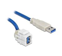 DeLOCK Keystone Modulo USB 3.0 A femmina 250° > USB 3.0 A maschio con cavo bianco