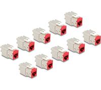 Delock Modulo Keystone presa RJ45 su LSA Cat.6A rosso senza attrezzi set da 10 pezzi