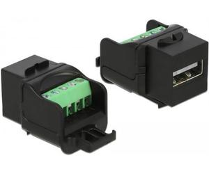 Delock Modulo Keystone USB 2.0 A femmina a morsettiera nera NEW