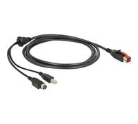 Delock PoweredUSB Kabel Stecker 24 V> USB Typ-B+ Hosiden Mini-DIN 2 85488