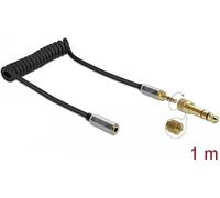 Delock Prolunga del cavo a spirale da 3,5 mm a 3 pin da spina jack a presa jack con adattatore a vite da 6,35 mm 1 m NEW
