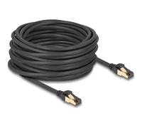 DeLOCK Cavo di rete RJ45 Cat.6A maschio-maschio S/FTP nero da 15 m con cavo grezzo Cat.7 adatto per uso industriale ed esterno