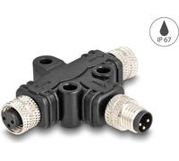 Delock Sdoppiatore a T M8 con codifica A a 3 pin, 1 x spina a 2 x prese, connessione parallela NEW