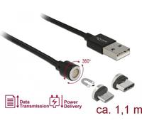 Delock Set di cavi dati e ricarica USB magnetici per Micro USB / USB Type-C nero da 1,1 m NEW