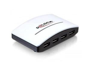 DeLOCK USB 3.0 External HUB 4 Port 5000 Mbit/s Nero, Bianco