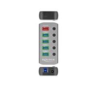 DELOCK 63263 - Hub USB 3.0, 4 porte, da USB-B a 4 USB-A + 1 PD, 1 corrente