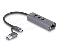 Delock USB 5 Gbps Hub+ Gigabit LAN con Type-C Rete 64282