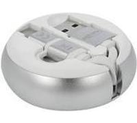 Delock USB "Cable Snail" Tipo-A a USB-C Micro-B, cavo retrattile 2in1, bianco/argento