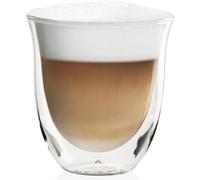 De'Longhi Bicchieri Cappuccino, Tazze di Vetro a Doppia Parete, Vetro Borosilicato ritenzione del calore, Capacità 270 ml, Set di 2, DLSC311, Trasparente