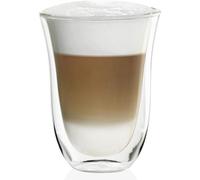 De'Longhi Bicchieri Cappuccino, Tazze di Vetro per Latte Macchiato, Vetro Borosilicato ritenzione del calore, Capacità 220ml, Set di 2, DLSC312, Trasparente