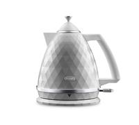 De'Longhi Brillante Esclusivo bollitore elettrico, capacità 1,7 l, base rimovibile senza fili, filtro anticalcare, spegnimento automatico per una maggiore sicurezza, KBJX2001.W, bianco