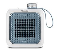 De'Longhi Capsule Desk, Termoventilatore Ceramica, Mini Termoventilatore Silenzioso, Design Funzionale, Griglia Orientabile, Termostato di Sicurezza, Portatile e Ideale su Scrivania, 350W, Azzurro