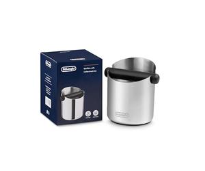 De'Longhi Coffee Knock Box DLSC084, Raccolta Fondi Caffè, Acciaio Inossidabile, Base in Gomma Antiscivolo, Barra Rimovibile, Struttura Forte e Stabile, Facile da Pulire
