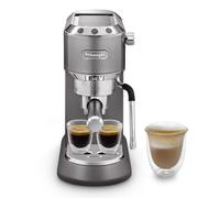 De'Longhi Dedica Arte EC 885.GY, Maccchina da Caffè Manuale, Macchina per Espresso con Schiumatore MyLatteArt, Design Compatto, Larghezza 15 cm, Pressione 15 Bar, Tazze fino a 12 cm, Grigio