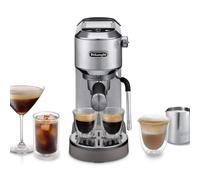 De'Longhi Dedica Duo EC890.M Macchina Manuale per Caffè Espresso, Cappuccino e Cold Brew, Barista, Dotata di Lancia vapore per My LatteArt, Display Touch,Larga 15cm, Serbatoio Estraibile 1,1L, Metallo