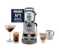 De'Longhi Dedica Duo EC890.M Macchina Manuale per Caffè Espresso, Cappuccino e Cold Brew, Barista, Dotata di Lancia vapore per My LatteArt, Display Touch,Larga 15cm, Serbatoio Estraibile 1,1L, Metallo
