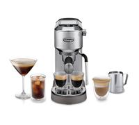 De'Longhi Dedica Duo EC890.M Macchina Manuale per Caffè Espresso, Cappuccino e Cold Brew, Barista, Dotata di Lancia vapore per My LatteArt, Display Touch,Larga 15cm, Serbatoio Estraibile 1,1L, Metallo