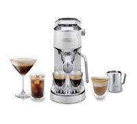 De'Longhi Dedica Duo EC890.WI Macchina Manuale per Caffè Espresso, Cappuccino e Cold Brew, Barista, Dotata di Lancia Vapore per My LatteArt, Display Touch,Larga 15cm, Serbatoio Estraibile 1,1L, Bianca