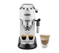 De'Longhi Dedica EC685.W Macchina Caffè Espresso Manuale, Caffè Polvere o Cialde E.S.E., Montalatte classico per Cappuccini, Spegnimento Automatico, Serbatoio 1L, Filtro Singolo/Doppio, Bianco