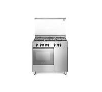 De'Longhi DEMX96B5ED Cucina Libera installazione | Classe A | inox, 5 gas (1 TC), griglie piattina mat, multif (8), cop vetro, vano portabombola, vano scaldavivande