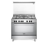 De'Longhi DEMX96ED Cucina Libera installazione | Classe A | inox, 5 gas (1 TC), griglie piattina mat, multif (6), cop vetro, vano scaldavivande