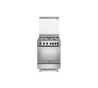 De'Longhi DGX64L Cucina Libera installazione | Classe A+ | inox, 4 gas, griglie piattina mat, gas (3), acc.ne sottomanopola, grill el., cop vetro, vano scaldavivande
