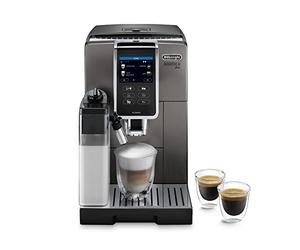De'Longhi Dinamica Plus Perfetto ECAM372.95.TB, Macchina Automatica per Caffè in Chicchi, 1450 W, Sistema LatteCrema per Cappuccini Automatici, 1.8 L, Colore: Titanio/Nero